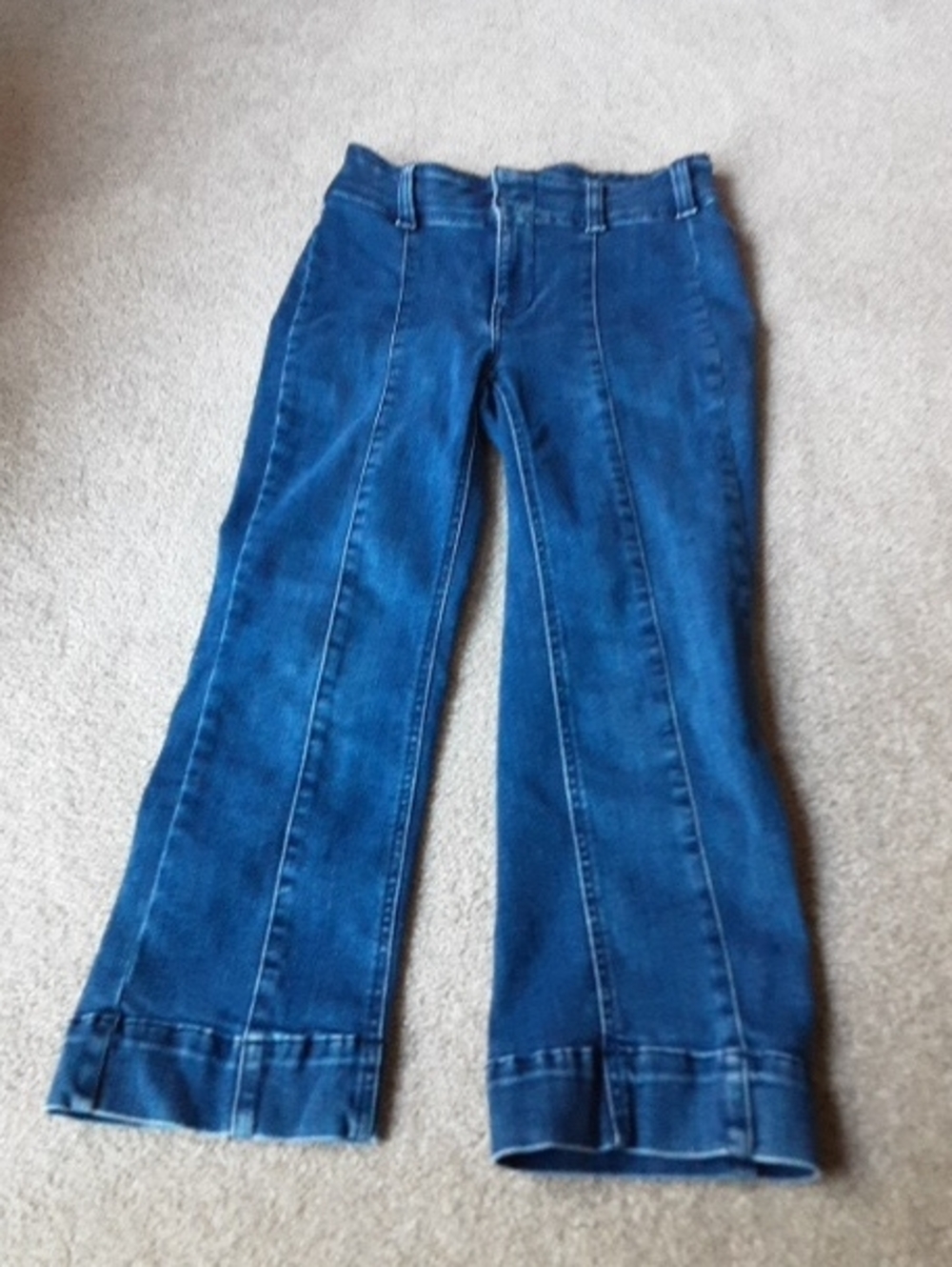 Anthropologie Pilcro Dark Blue Cropped Wide-Leg Flare Jeans